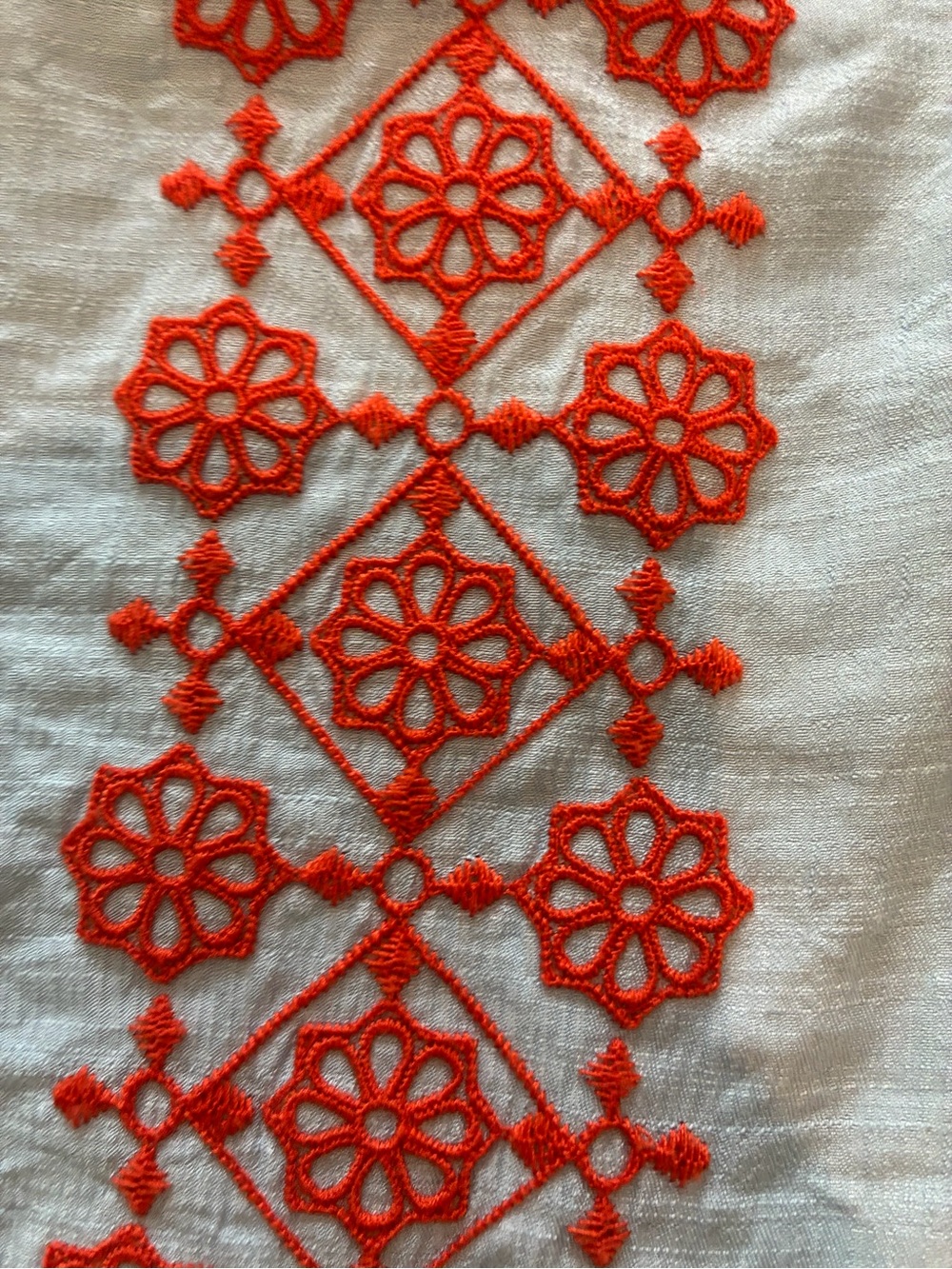 THML White Top with Orange Embroidered Stripes - Picture 5 of 5